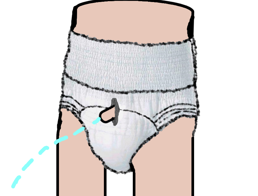 pañal con abertura central pene pis